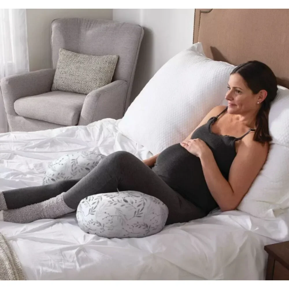 Boppy Nursing Pillow Cover in White with Gray Leaf Print